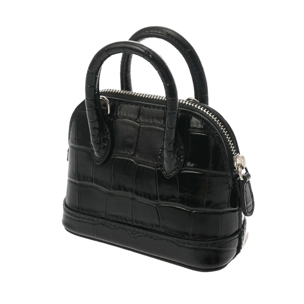 Balenciaga Top Crocodile Embossed Handbag Ville Black Handle Black